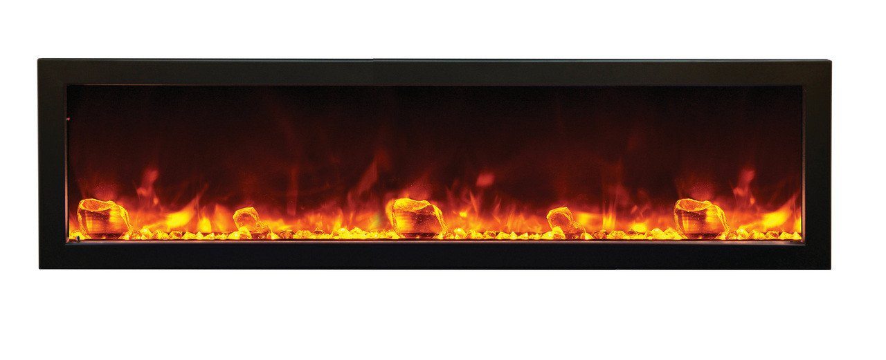 Amantii 60"Slim Indoor or Outdoor Electric Built-in only w/black steel surround Electric Fireplace Amantii 