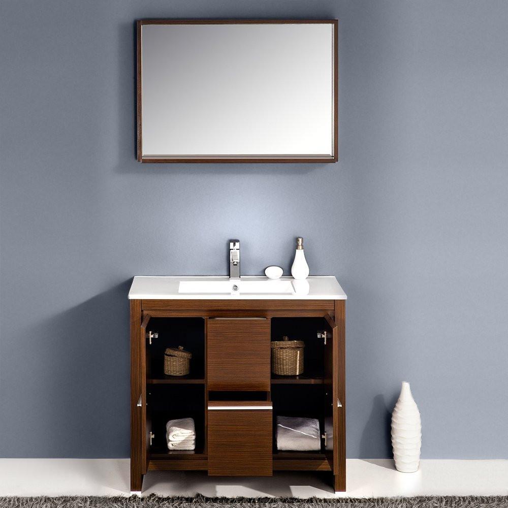 Fresca Allier 36" Wenge Brown Modern Bathroom Vanity w/ Mirror Vanity Fresca 