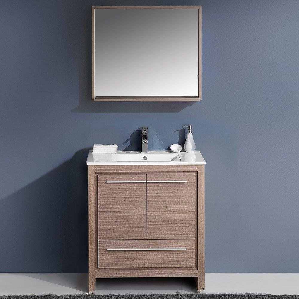 Fresca Allier 30" Gray Oak Modern Bathroom Vanity w/ Mirror Vanity Fresca 