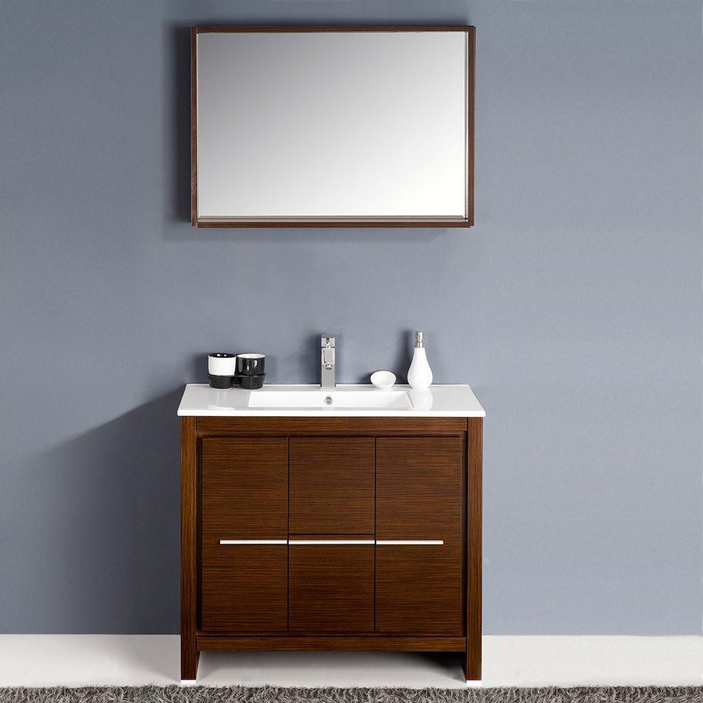 Fresca Allier 36" Wenge Brown Modern Bathroom Vanity w/ Mirror Vanity Fresca 