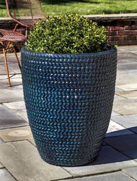 Thumbnail for Campania International Glazed Terra cotta Tall Sisal Weave Planter Urn/Planter Campania International 