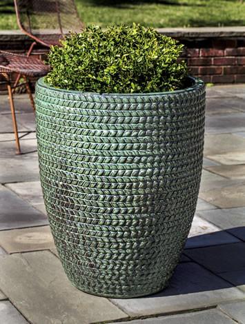 Campania International Glazed Terra cotta Tall Sisal Weave Planter Urn/Planter Campania International 