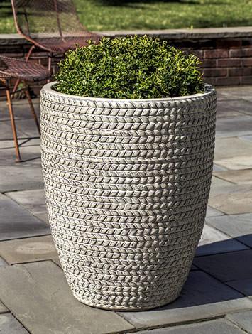 Campania International Glazed Terra cotta Tall Sisal Weave Planter Urn/Planter Campania International 
