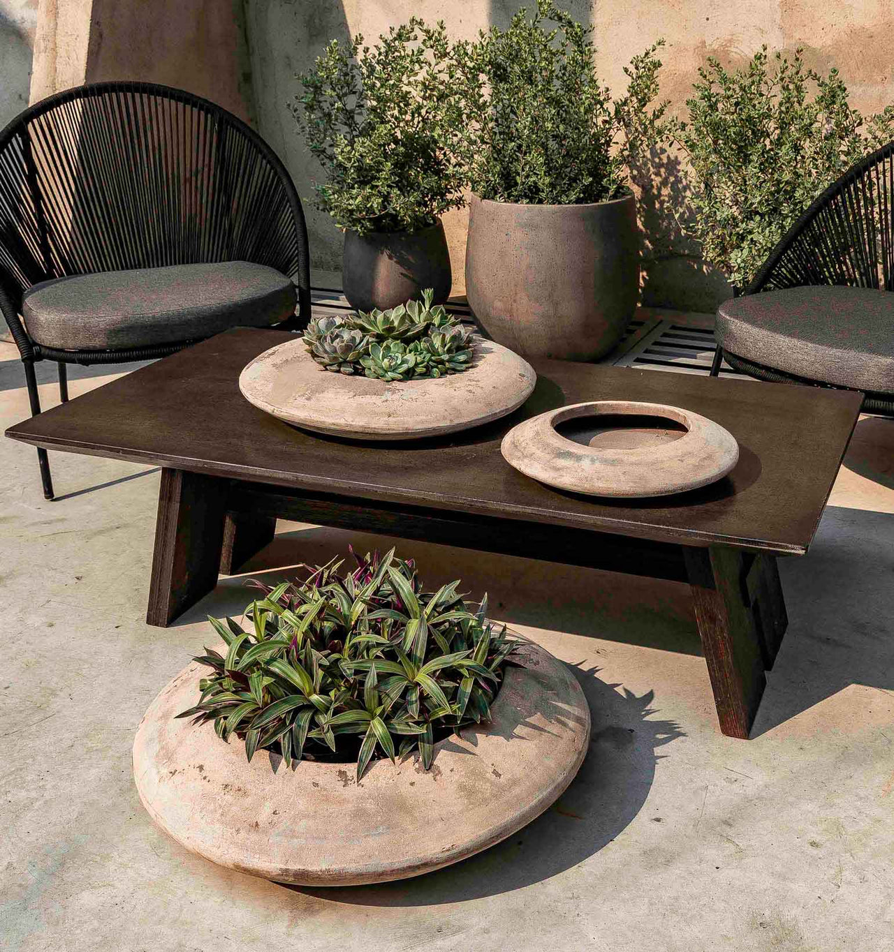 Campania International Luna Bowl Planter - Antico Terra Cotta - S/3 Urn/Planter Campania International Large 