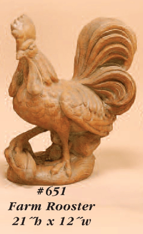 Farm Rooster Cast Stone Outdoor Asian Collection Statues Tuscan 