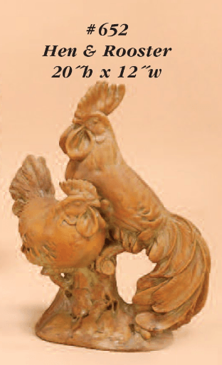 Hen and Rooster Cast Stone Outdoor Asian Collection Statues Tuscan 
