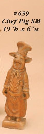 Thumbnail for Chef Pig Small Cast Stone Outdoor Asian Collection Statues Tuscan 