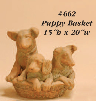 Puppy Basket Cast Stone Outdoor Asian Collection Statues Tuscan 