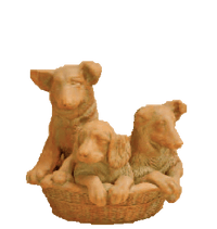 Thumbnail for Puppy Basket Cast Stone Outdoor Asian Collection Statues Tuscan 