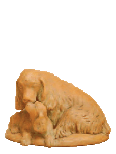 Dog and Puppy Cast Stone Outdoor Asian Collection Statues Tuscan 