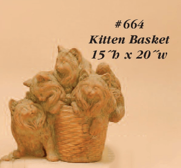 Kitten Basket Cast Stone Outdoor Asian Collection Statues Tuscan 