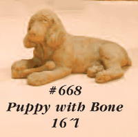 Thumbnail for Puppy with Bone Cast Stone Outdoor Asian Collection Statues Tuscan 