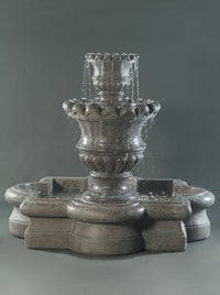 Thumbnail for Scallop Urn Ftn, Quatrefoil Fountain Fiore Stone 