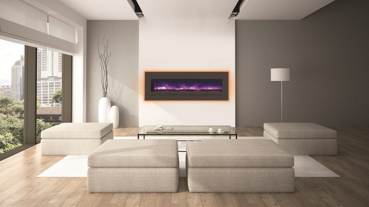 Amantii 60" Electric unit with a 66 x 23 steel surround Electric Fireplace Amantii 