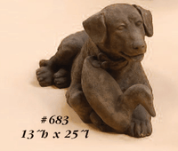 Thumbnail for Dog W/Duck Cast Stone Outdoor Asian Collection Statues Tuscan 