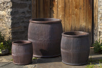 Thumbnail for Campania International Glazed Pottery Rain Barrel Planter - (S/3) Urn/Planter Campania International Black Clay 