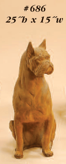 Boxer Sitting Cast Stone Outdoor Asian Collection Statues Tuscan 