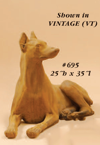 Doberman Down Cast Stone Outdoor Asian Collection Statues Tuscan 