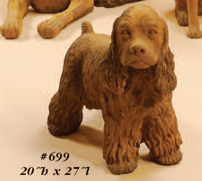 Cocker Spaniel Standing Cast Stone Outdoor Asian Collection Statues Tuscan 