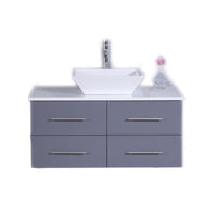Thumbnail for Totti Wave 36″ Modern Bathroom Vanity w/ Super White Man-Made Stone Top & Sink Vanity Eviva Gray 