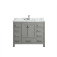 Thumbnail for Eviva London 48″ x 18″ Transitional Bathroom Vanity w/ White Carrara Top Vanity Eviva Grey 