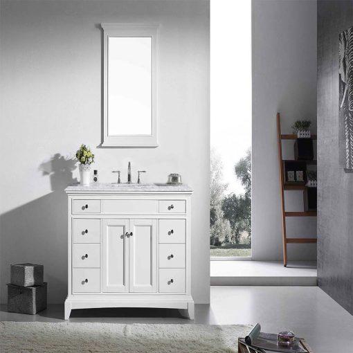 Eviva Elite Princeton 48″ Solid Wood Bathroom Vanity Set with Double OG White Carrera Marble Top Vanity Eviva 