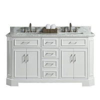 Thumbnail for Eviva Glory 60″ Bathroom Vanity with Carrara Marble Counter-top and Porcelain Sink Vanity Eviva White 