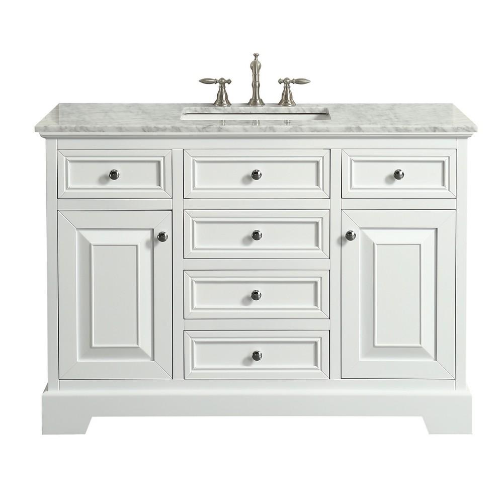 Eviva Monroe 48″ Transitional Bathroom Vanity w/ White Carrara Top Vanity Eviva White 