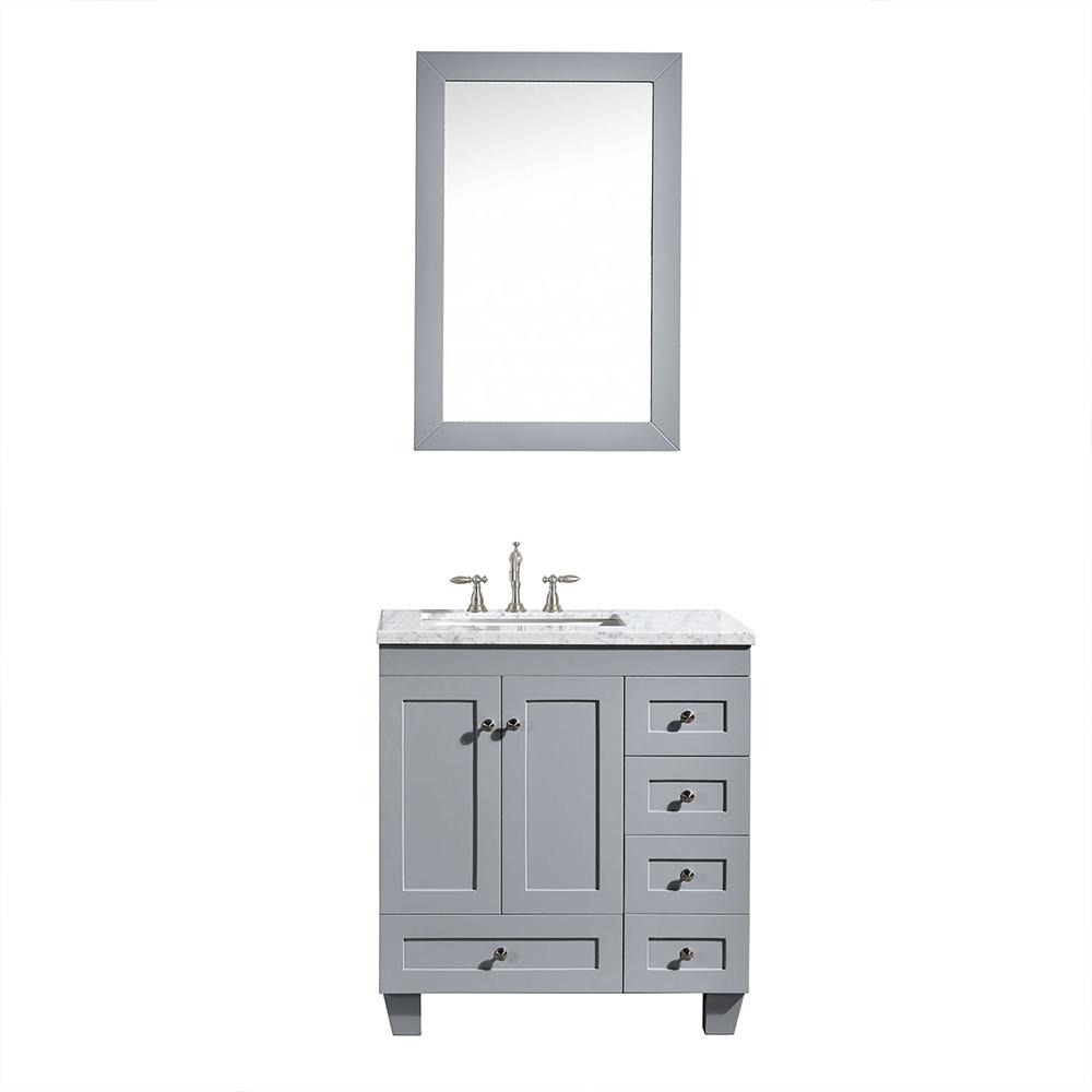 Eviva Acclaim 28″ Transitional Bathroom Vanity w/ White Carrara Top Vanity Eviva Grey 