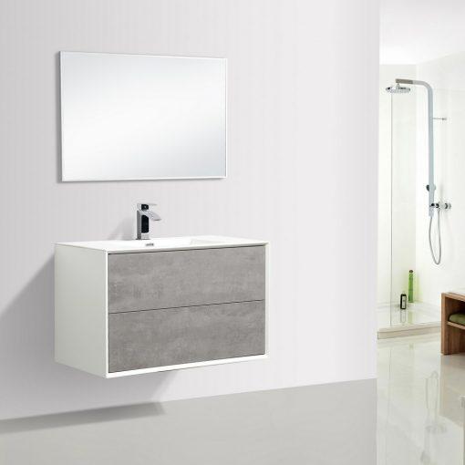 Eviva Vienna 36″ White Frame Wall Mount Bathroom Vanity w/ White Integrated Top Vanity Eviva 