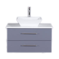 Thumbnail for Totti Wave 30″ Modern Bathroom Vanity w/ Super White Man-Made Stone Top & Sink Vanity Eviva Gray 