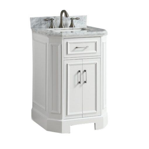 Eviva Glory 24″ Bathroom Vanity with Carrara Marble Counter-top and Porcelain Sink Vanity Eviva White 