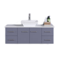 Thumbnail for Totti Wave 48″ Modern Bathroom Vanity w/ Super White Man-Made Stone Top & Sink Vanity Eviva Gray 