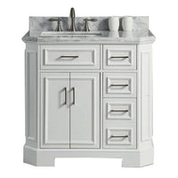 Thumbnail for Eviva Glory 36″ Bathroom Vanity with Carrara Marble Counter-top and Porcelain Sink Vanity Eviva White 