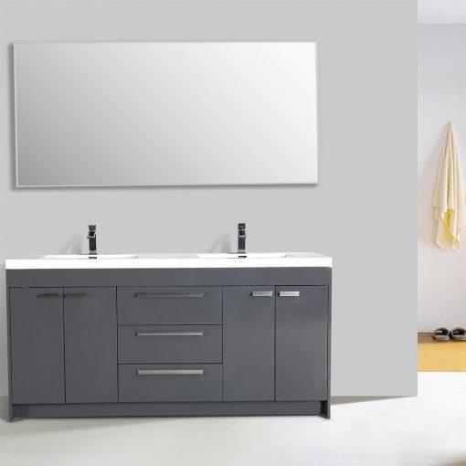 Eviva Lugano 72″ Modern Double Sink Bathroom Vanity w/ White Integrated Top Vanity Eviva Gray 