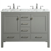 Thumbnail for Eviva Aberdeen 48″ Transitional Double Sink Bathroom Vanity w/ White Carrara Top Vanity Eviva Gray 