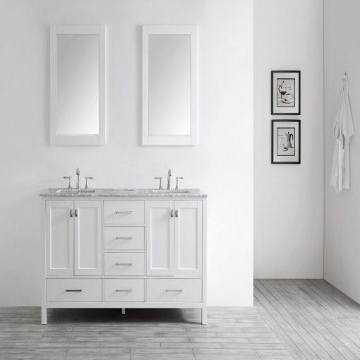Eviva Aberdeen 78″ White Transitional Double Sink Bathroom Vanity w/ White Carrara Top Vanity Eviva 
