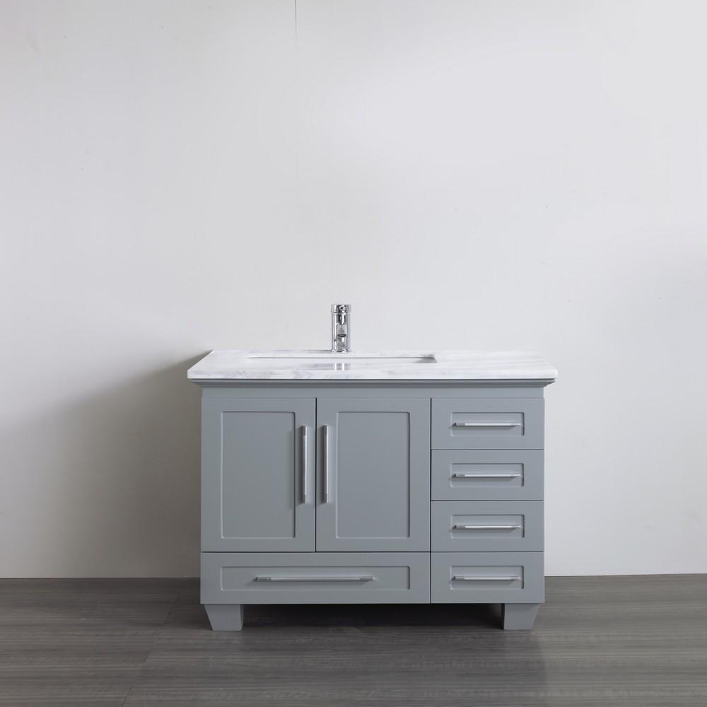 Eviva Loon 30″ Transitional Bathroom Vanity w/ White Carrara Top & Long Handles Vanity Eviva Grey 