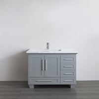 Thumbnail for Eviva Loon 30″ Transitional Bathroom Vanity w/ White Carrara Top & Long Handles Vanity Eviva Grey 