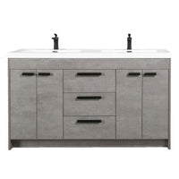 Thumbnail for Eviva Lugano 60″ Modern Double Sink Bathroom Vanity w/ White Integrated Top Vanity Eviva Cement Gray 