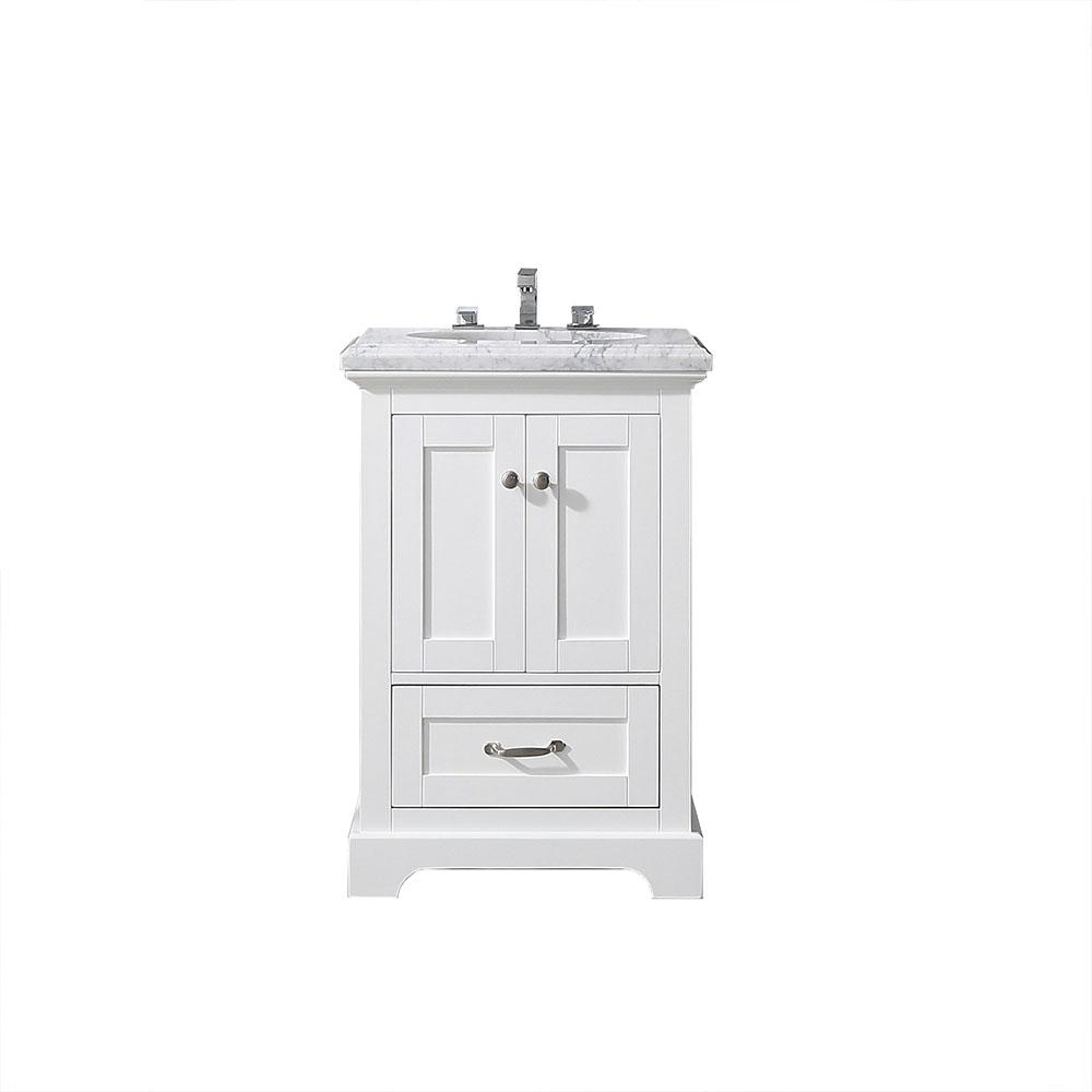 Eviva Houston 24″ Bathroom Vanity w/ Double Ogee Edge White Carrara Top Vanity Eviva White 