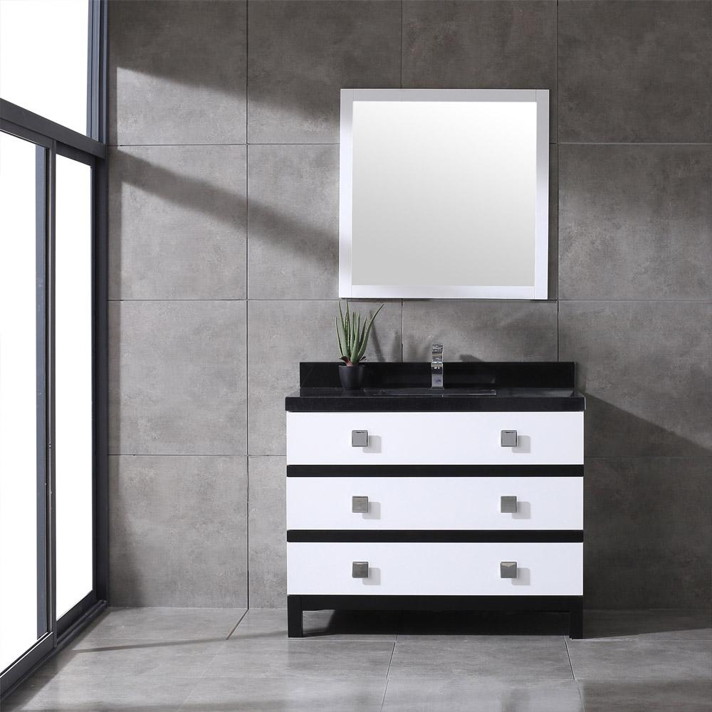 Eviva Sydney 42 Inch Bathroom Vanity with Solid Quartz Counter-top Vanity Eviva Black/White 
