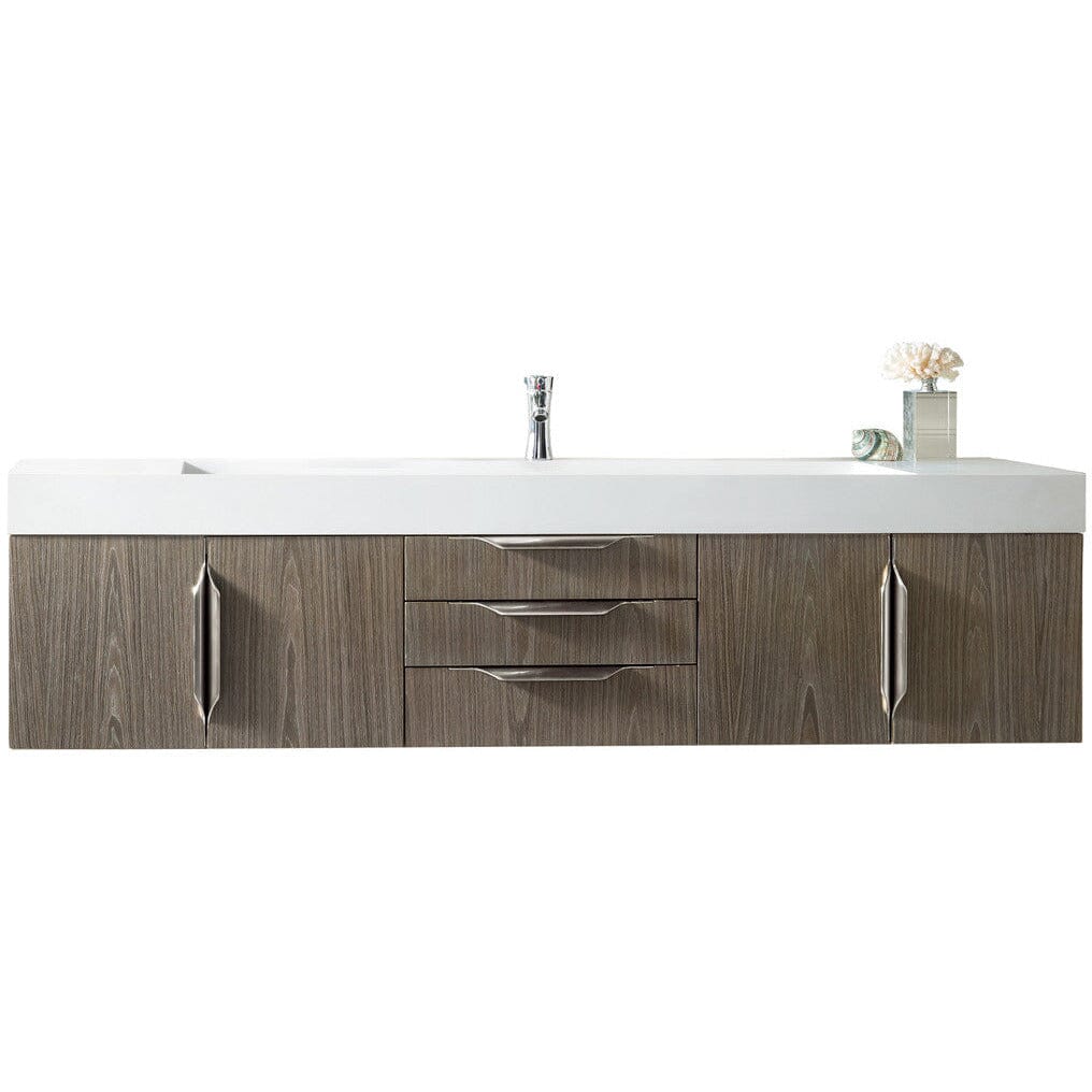 James Martin Mercer Island 72" Single Vanity Vanity James Martin Ash Gray w/ Glossy White Composite Top 