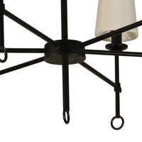 Thumbnail for Angya 6-Shade Chandelier Light | Bamboo Lampshades and Matte Black Steel Supports | Fixed 19” Center Rod | Dining Room, Foyer, Entryway Décor Chandeliers Canyon Home 