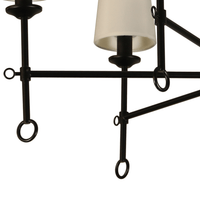 Thumbnail for Angya 6-Shade Chandelier Light | Bamboo Lampshades and Matte Black Steel Supports | Fixed 19” Center Rod | Dining Room, Foyer, Entryway Décor Chandeliers Canyon Home 
