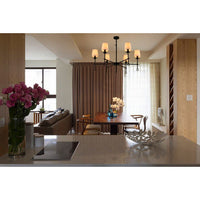 Thumbnail for Angya 6-Shade Chandelier Light | Bamboo Lampshades and Matte Black Steel Supports | Fixed 19” Center Rod | Dining Room, Foyer, Entryway Décor Chandeliers Canyon Home 