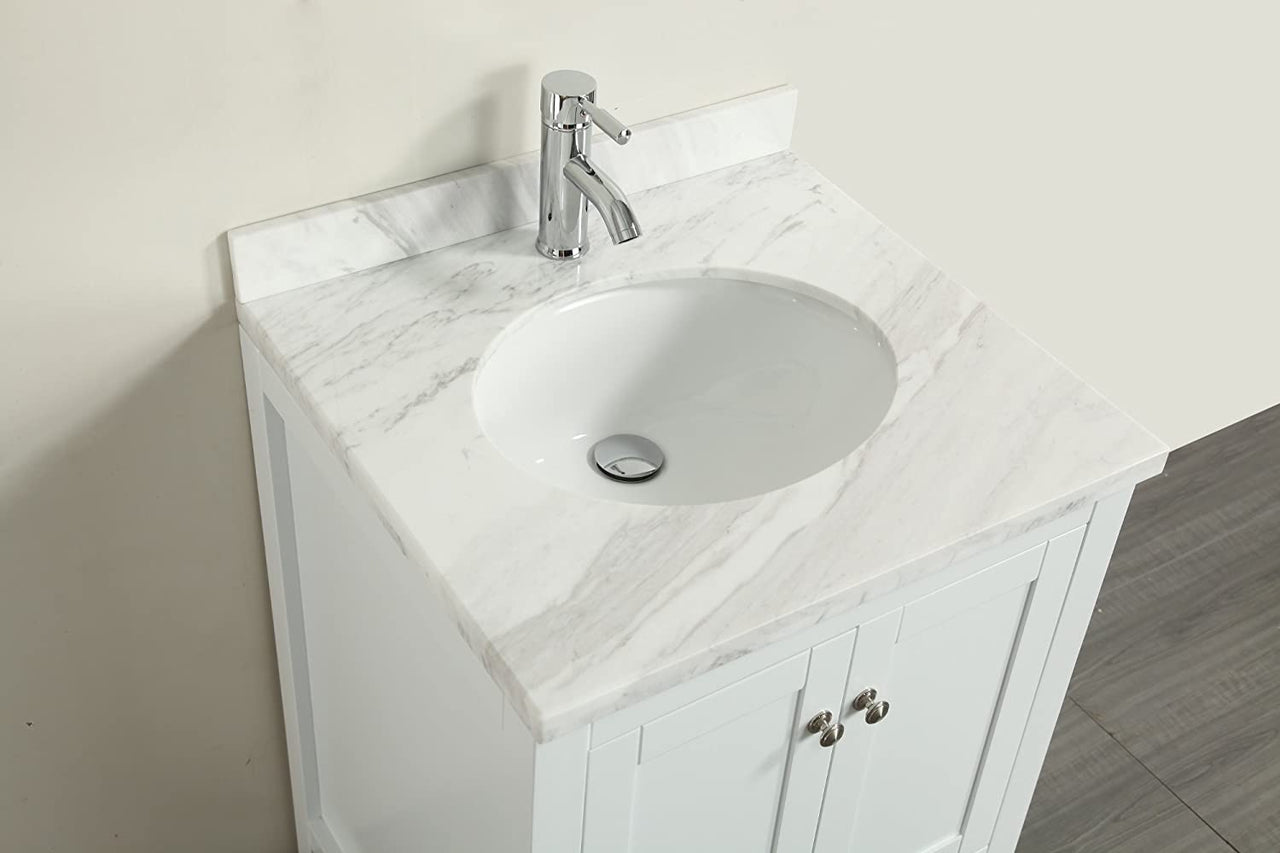 Eviva Lime 24 Inch Bathroom Vanity with White Marble Carrera Top Bathroom Vanity Eviva 