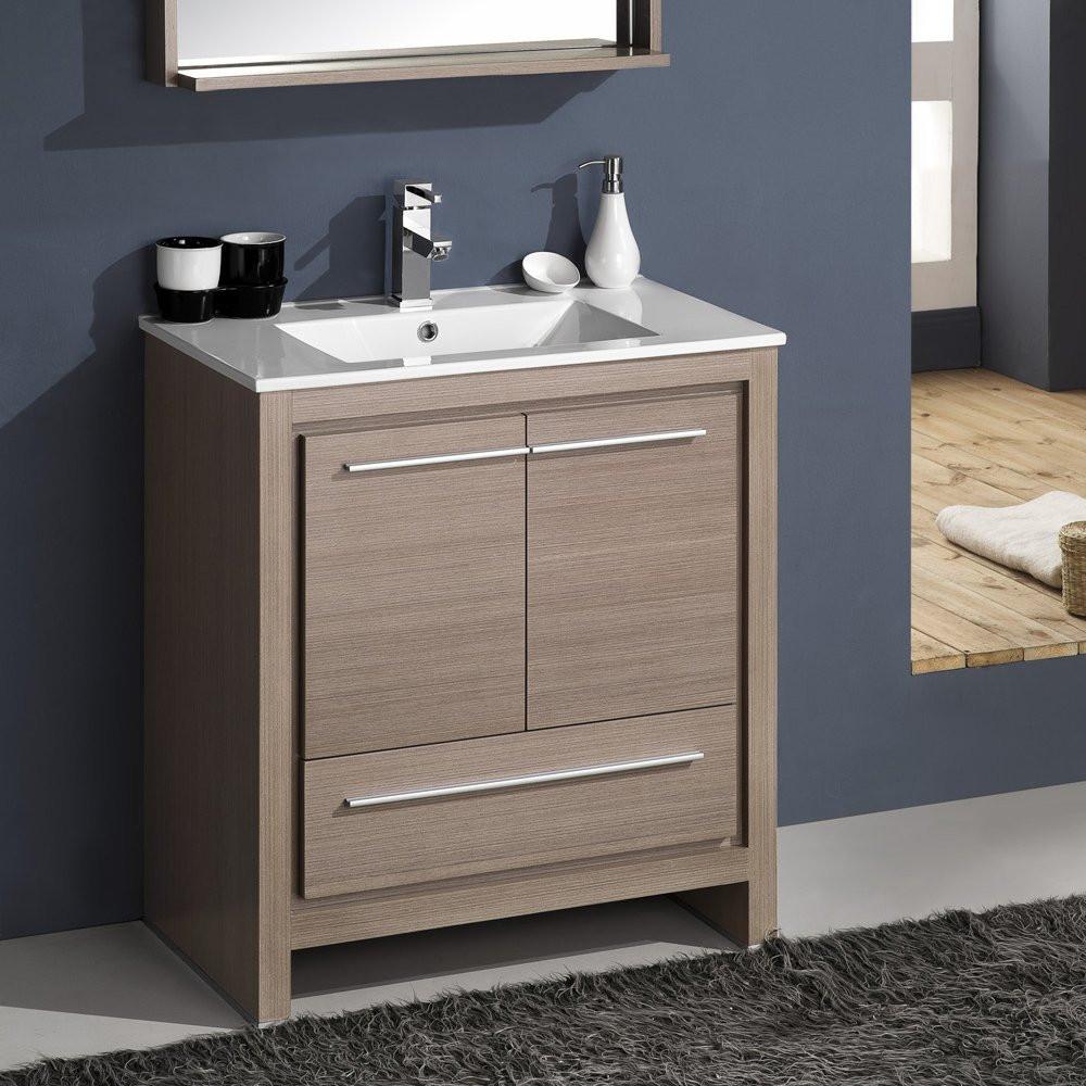 Fresca Allier 30" Gray Oak Modern Bathroom Vanity w/ Mirror Vanity Fresca 