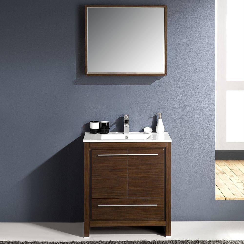 Fresca Allier 30" Wenge Brown Modern Bathroom Vanity w/ Mirror Vanity Fresca 