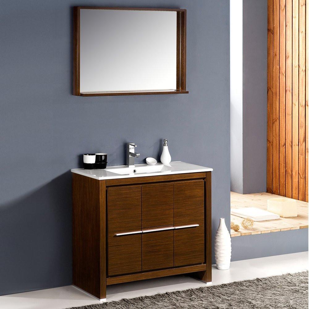 Fresca Allier 36" Wenge Brown Modern Bathroom Vanity w/ Mirror Vanity Fresca 